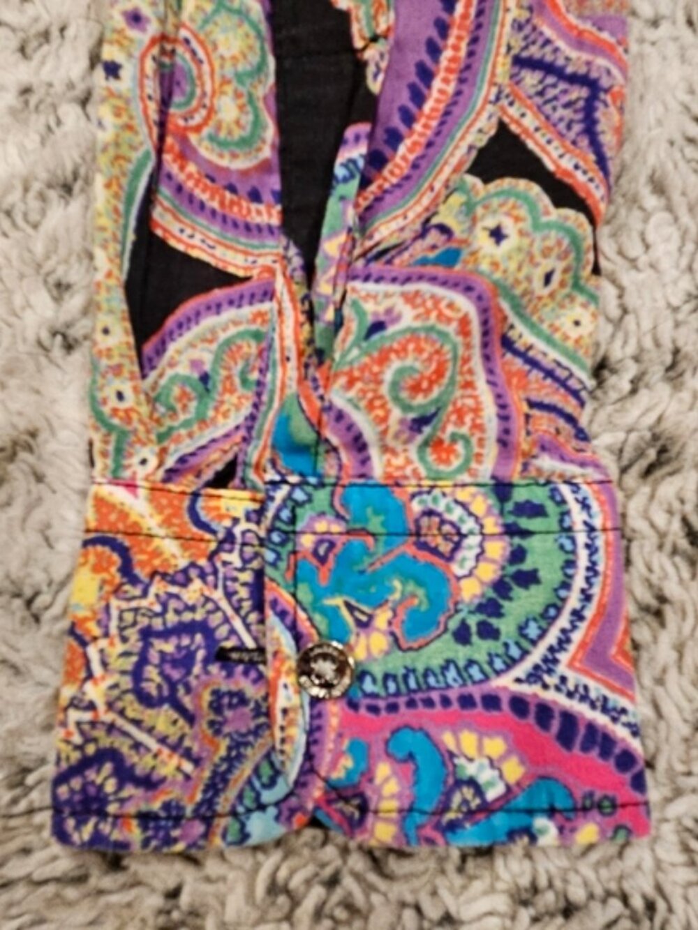Lauren Ralph Lauren Colorful Paisley 70's Retro Festival Boho Top SZ M Tie Neck - Picture 8 of 8